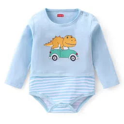 Babyhug 100% Cotton Knit Full Sleeves Onesie Dino Print - Blue-picture-12