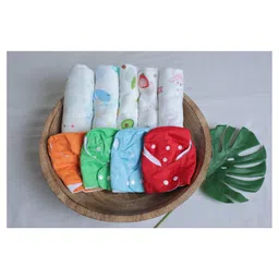 Ortis Free Size Reusable Cloth Diaper And Cotton Muslin Swaddle Wrapper Printed Color (combo) Multicolor- Pack of 2-picture-12