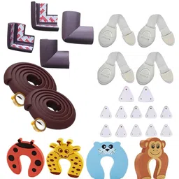 Nexbie Baby Safety Kit - 4 Meters Edge Guard + 4 Corner Guards + 4 C-Shape Door Stoppers + 12 Socket Guards + 4 Child Safety Locks for Drawers, Cabinets etc., All-in-one Baby Proofing Products-image-34
