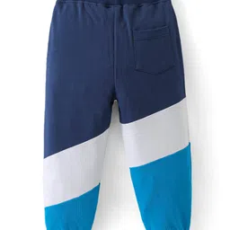 Babyhug Cotton Knit  Full Length Lounge Pant with Text Print - Navy Blue image 2