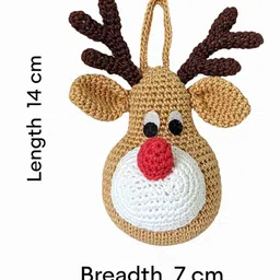happy threads Handcrafted Crochet Christmas Tree Ornament- Reindeer image 3