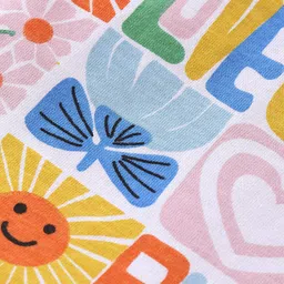 Babyhug Cotton Knit Sleeveless Striped T-Shirt Floral Print - Multicolor image 3