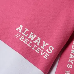 Babyhug Terry Knit Full Sleeves Cut & Sew Sweatshirt with Text Graphic - Pink & White image 3