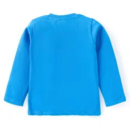 Babyhug Single Jersey Knit Dungaree and Full Sleeves T-Shirt Set with Teddy Print - Yellow & Royal Blue image 4