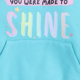 Knitting Doodles Fleece Knit Full Sleeves Shine Text Printed Light Winter Sweatshirt - Turquoise image 5