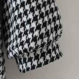 Kookie Kids Full Sleeves Printed Sweat Jacket With Peter Pan Collar & Pom Pom Applique - Black image 5