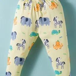 ToffyHouse Cotton Knit Full Sleeves Night Suit With Animals Print - Cream image 5