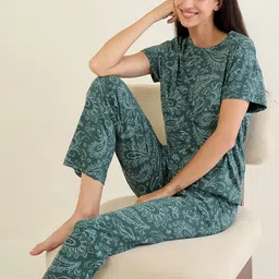 Sweet Dreams Floral Printed Round Neck Pure Cotton T-shirt & Pyjamas image 4