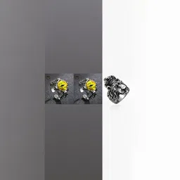 Teeragaj Set Of 3 Stones Studded Lion & Eye Adjustable Finger Rings-image-61