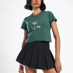 glitchez Graphic Printed Crop T-shirt image 3