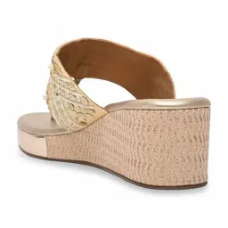 Rocia by Regal Women's Gold T-Strap Wedges image 5