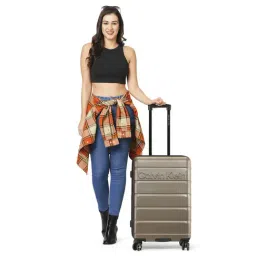 Calvin Klein Ridge-Line Pearlized Taupe Textured Hard Cabin Trolley Bag - 66 cm-image-48