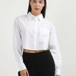 CALVIN KLEIN White Cotton Crop Shirt-picture-37