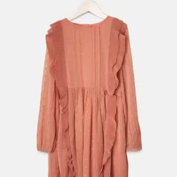 Angel & Rocket Kids Peach Printed Full Sleeves Dress-picture-24