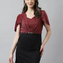 Latin Quarters Red & Black Textured Shift Dress-picture-40