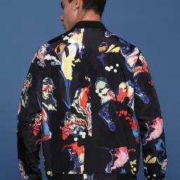 showoffff Showoff Black Nylon Slim Fit Graphic Jacket image 4