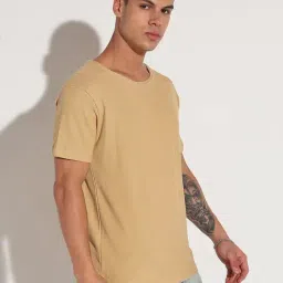 SHOWOFFFF Beige Cotton Regular Fit T-Shirt image 3