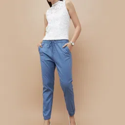 Code by Lifestyle Blue Cotton Plain Pant image 4