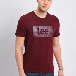 Lee Maroon Slim Fit Printed T-Shirt image 4