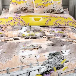 Living Roots Yellow 300 TC Cotton King Bedsheet with 2 Pillow Covers-picture-26