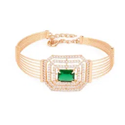 Zaveri Pearls Green Dazzling Cubic Zirconia Contemporary Bangle Style Kada Bracelet-ZPFK18326 image 2