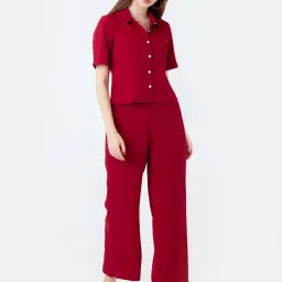 Zink London Red High Rise Flared Pants image 4