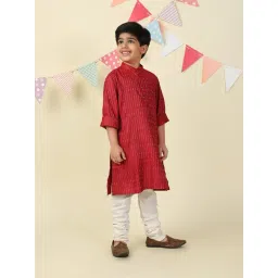 Fabindia Boys Red Solid Kurta image 5