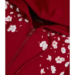 Gini & Jony Kids Red Floral Print Full Sleeves Jacket image 4