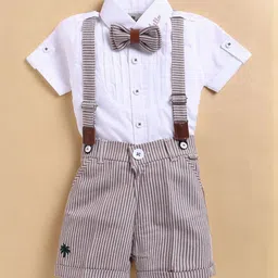 LITTLE COLLARS Boys Short Sleeves Pure Cotton Shirt With T-Shirt & Suspenders-picture-25