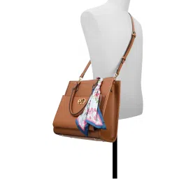 ALDO Cognac Solid Medium Satchel Handbag image 4