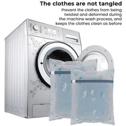 Kuber Industries 24 Pieces White & Blue Cactus Printed Reusable Laundry Bags With Zipper image 3