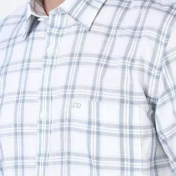 Peter England White Cotton Slim Fit Checks Shirt image 4