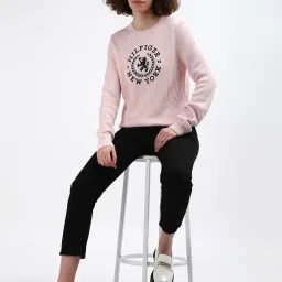 TOMMY HILFIGER Light Pink Cotton Self Design Sweatshirt image 4