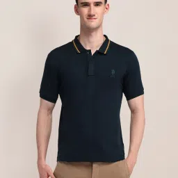 U.S. Polo Assn. Blue Cotton Slim Fit Polo T-Shirt image 4