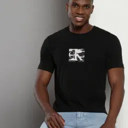 Calvin Klein Black Cotton Slim Fit Logo Printed T-Shirt image 4