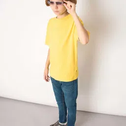 Jack & Jones Junior Boys Daffodil Cotton Solid T-Shirt image 4