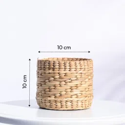 Ugaoo Beige Kauna Grass Palm Leaf Small Grass Basket Planter image 4