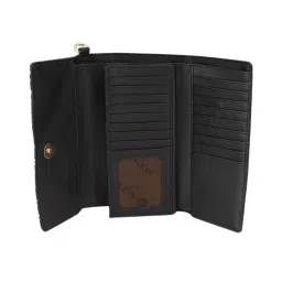 Carlton London Black Textured Small Tri-Fold Wallet for Women image 4