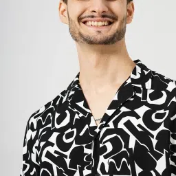 celio celio* Black Regular Fit Printed Shirt image 4