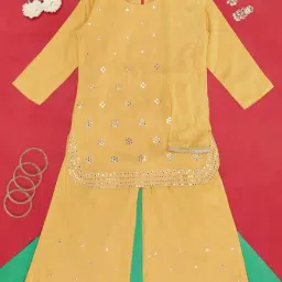 Akkriti by Pantaloons Kids Yellow Embellished Kurta, Pyjamas with Dupatta-picture-25