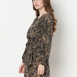 Vero Moda Black & Orange Printed A Line Dress image 4