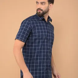 Crimsoune Club Navy Blue Cotton Slim Fit Stripes image 4
