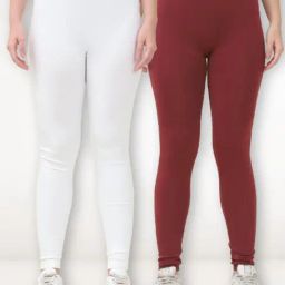 Gracit White & Maroon Solid Tights (Pack of 2)-picture-6