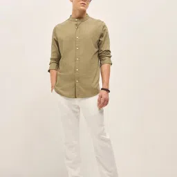 THE BEAR HOUSE Beige Cotton Slim fit Shirts image 4