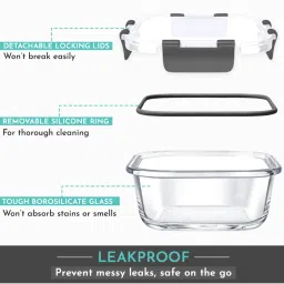 MAGNUS Solid Grey Borosilicate 800ml Square Container image 4