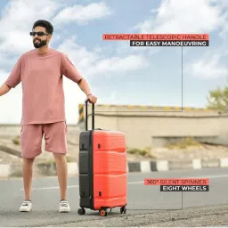 Nasher Miles Nicobar Hard-Sided Polypropylene Set of 3 Orange and Dark Grey Trolley Bags(55,65&75Cm) image 4