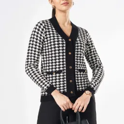 Annabelle by Pantaloons Black Jacquard Cardigan image 4