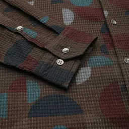 Vastrado Brown Cotton Relaxed Fit Printed Shirt image 4