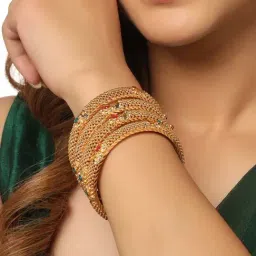 NVR Women's Set Of 2 Gold-Plated Traditional Bangles-picture-11