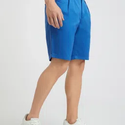 Raymond Blue Cotton Slim Fit Shorts image 4